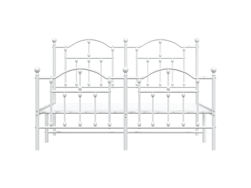  Lit double- lit adulte -  cadre de lit métal sans matelas et pied de lit blanc 135x190 cm  - Conforama D