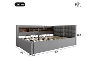 Lit banquette 140x200 cm <strong></strong>  <strong></strong> coloris gris