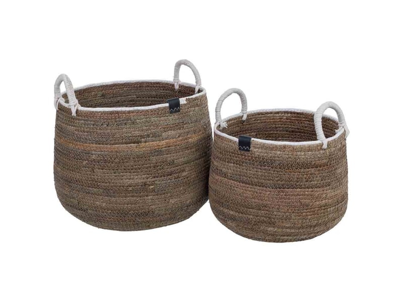  Lot de 2 paniers en fibre naturelle marron : 43x33 cm, 33x27 cm (h)  - Conforama A