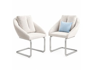 Chaise de salle à manger lot de 2 avec dossier ergonomique, en velours et métal beige