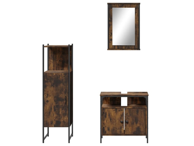  Ensemble de meubles de salle de bain 3 pcs chêne fumé cf63696  - Conforama D