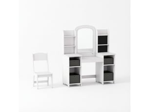 Coiffeuse pour enfant avec tabouret et miroir led en mdf blanc 104 x 40 x 112 cm