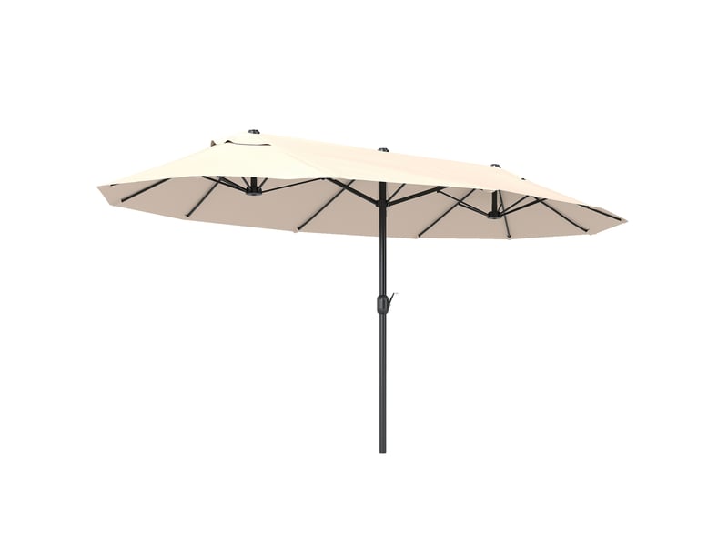  Grand parasol déporté avec manivelle, résistant aux intempéries, acier et polyester, beige, dimensions 455 cm x 270 cm x 240 cm  - Conforama A