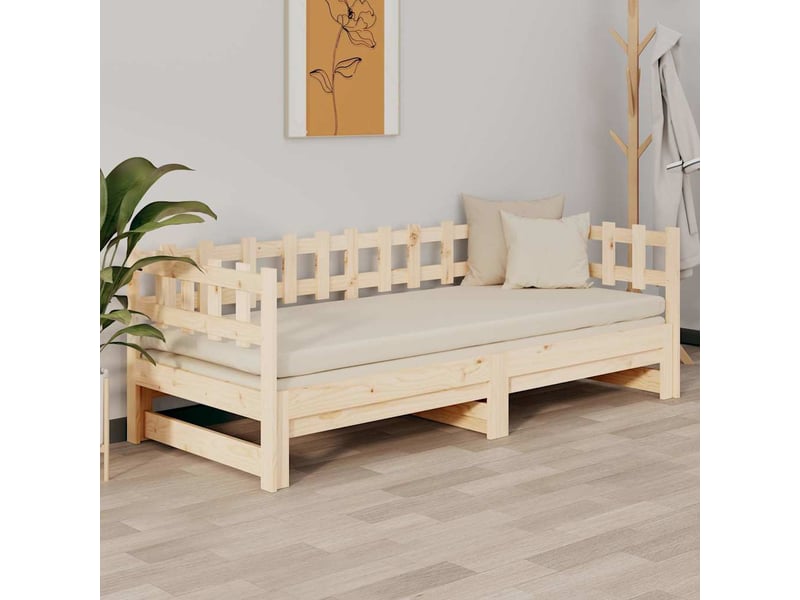  Lit simple- lit adulte -  lit coulissant sans matelas 2x(80x200) cm bois de pin massif  - Conforama C
