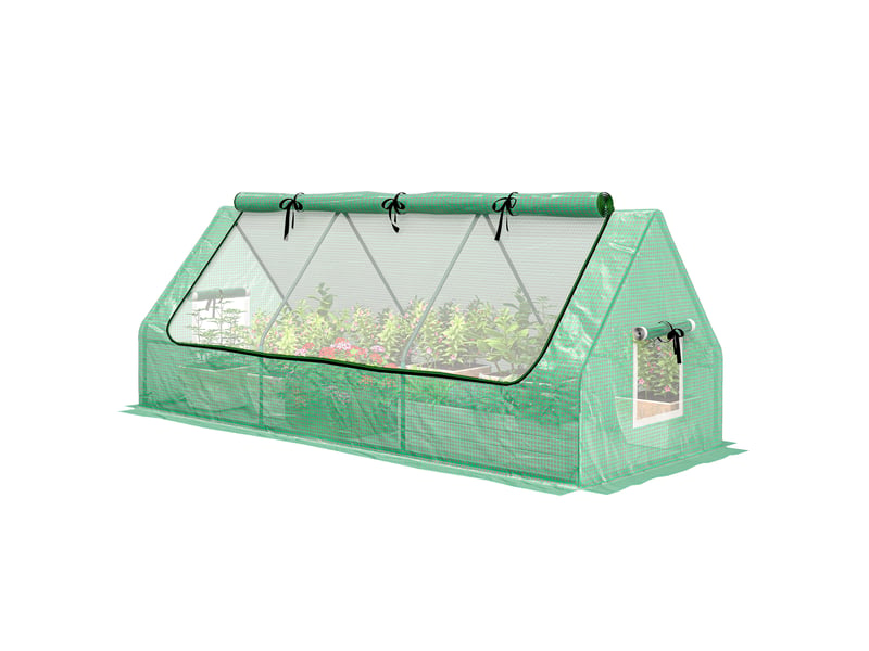  Serre de terrasse mini serre 240x90x90 cm avec fenêtres en filet pour la culture de légumes et de fleurs vertes  - Conforama B
