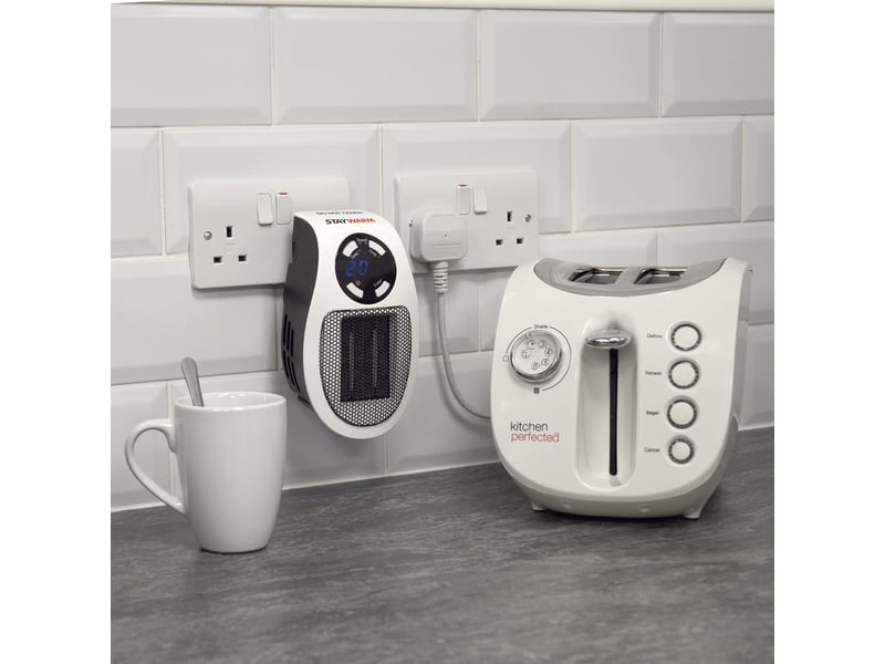  Chauffage électrique local 500 w (2 m²), 2 vitesses de ventilateur, contrôle de la température 15–30 °c, minuterie de 1 à 12 heures, arrêt automatique, blanc TNFR001056 - Conforama E