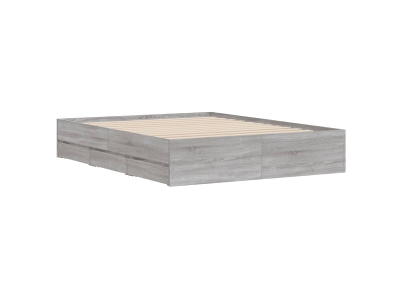 Lit double- lit adulte - cadre de lit avec tiroirs sans matelas sonoma gris 150x200 cm - Conforama C