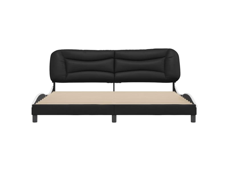  Lit double- lit adulte -  cadre de lit sans matelas hvar noir et blanc 200x200 cm similicuir  - Conforama C