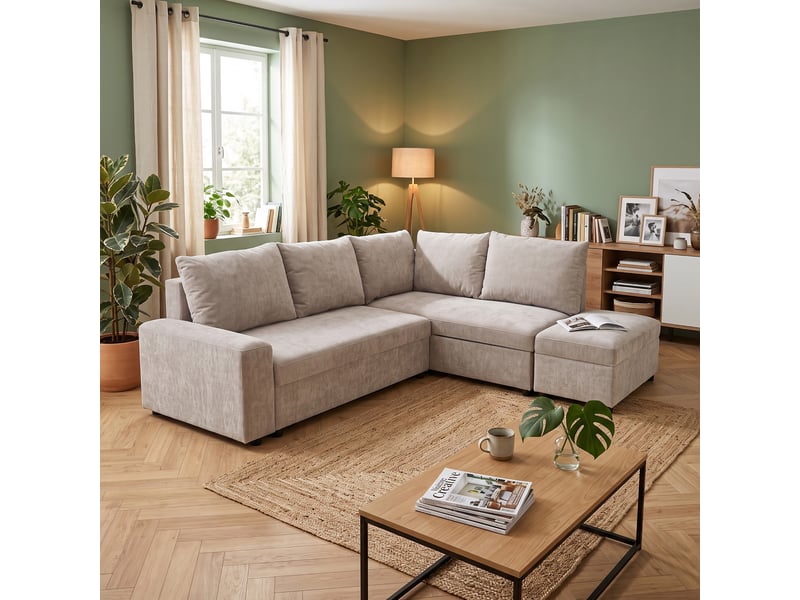  Canapé d'angle beige convertible 3 place  - Conforama W