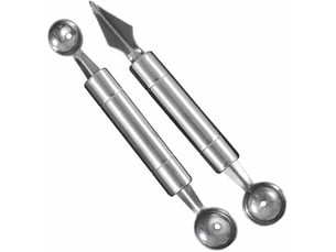 Lot de 2 boules de melon à double tête en acier inoxydable, cuillère à boule de melon, boule de fruits et coupe-fruits, outil de crème glacée
