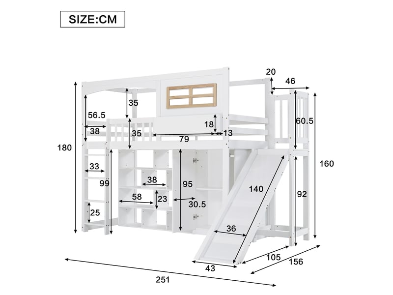  Lit mezzanine 90x200cm coloris blanc lit enfant blanc - Conforama C