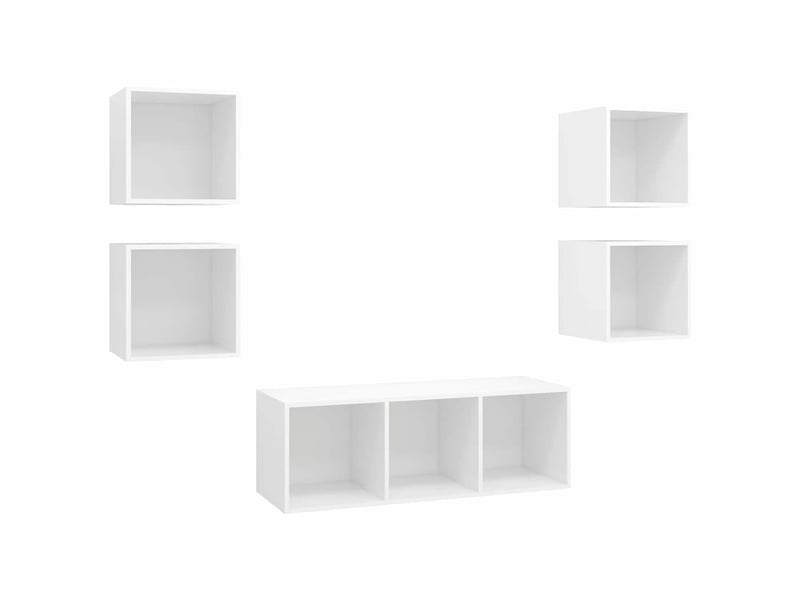  Ensemble de meuble tv - banc tv - meuble de rangement 5 pcs blanc bois d'ingénierie  - Conforama A