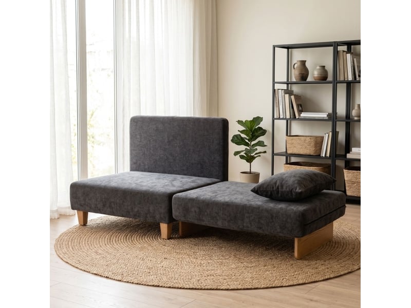  Fauteuil-lit 2-en-1 94x63x89 cm pliant gris foncé sans matelas  - Conforama B
