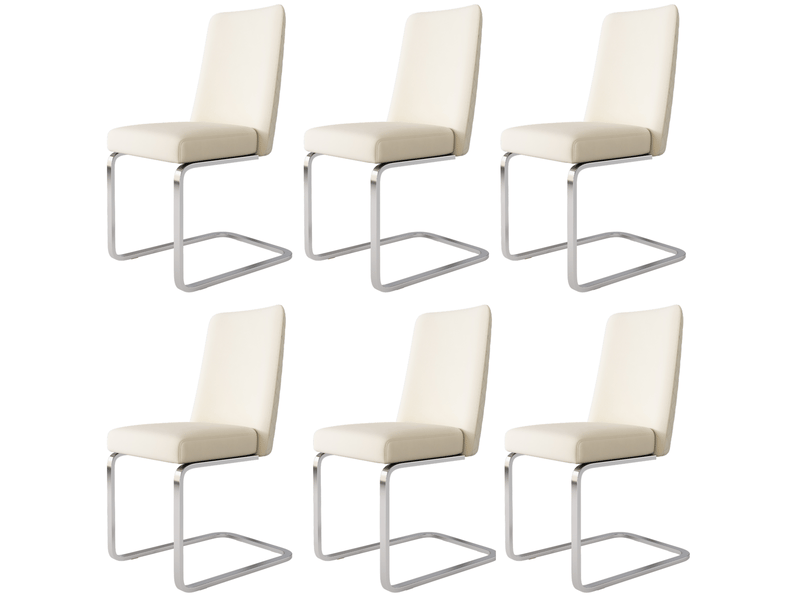  Lot de 6 chaises de salle à manger en velours beige et argenté  - Conforama A