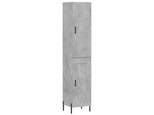 Buffet haut - bahut - meuble de rangement gris béton 34,5x34x180 cm bois d'ingénierie