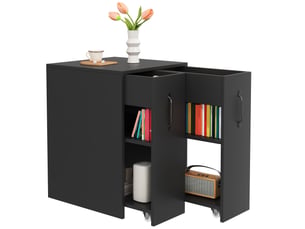 Bibliothèque étroite hauteur 180 cm tiroirs latéraux réversibles et tablettes réglables pour salon