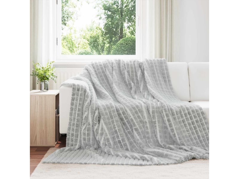  Couverture jetée de canapé gris 240x220 cm 1.38 kg toison  - Conforama B