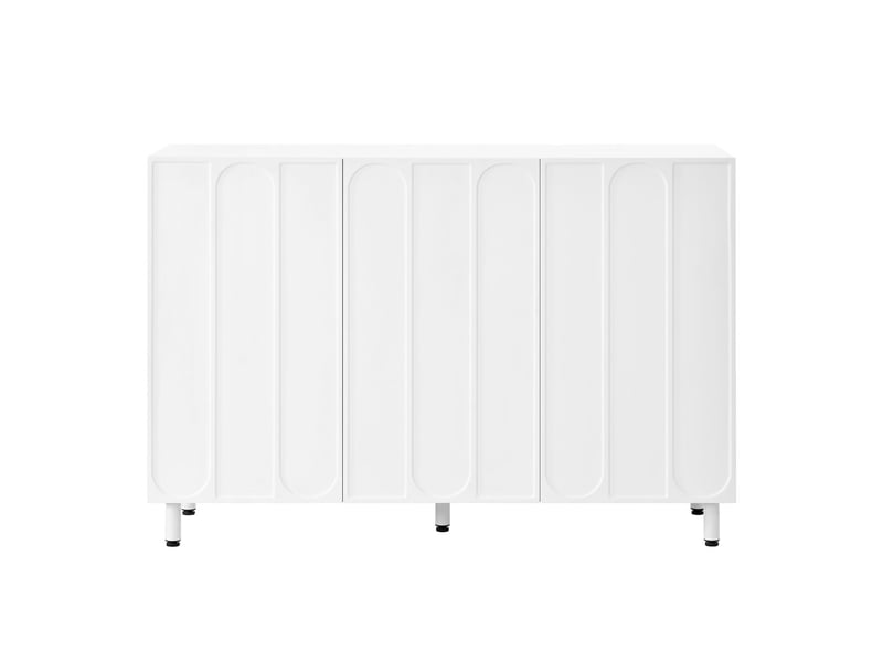 Buffet meuble à chaussures 3 portes mdf et panneau de particules blanc 120x37x80 cm GL8990W - Conforama A