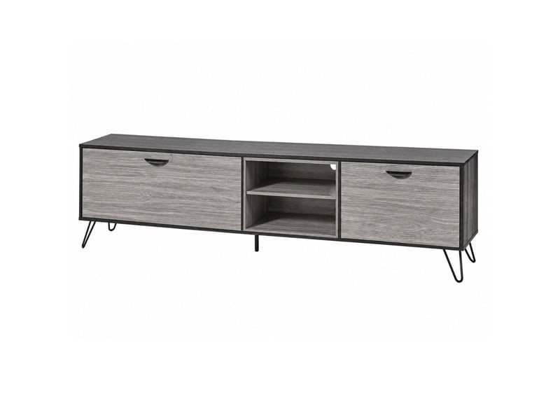  Meuble tv 2 portes 2 niches 180cm aspect bois grisé et noir - brooklyn BROOKLYN - Conforama A