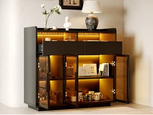 Vitrine coloris noir  LEYTN  - 100 cmx91.5 cm