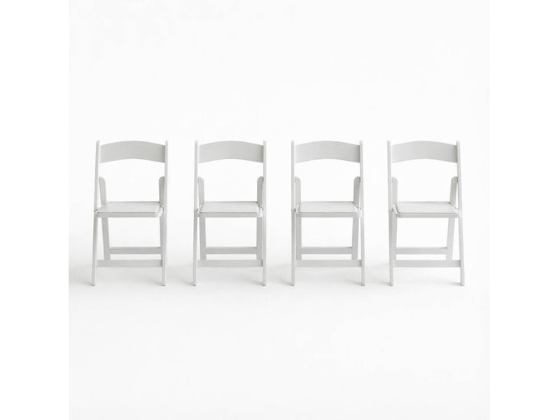  Chaises de salle à manger pliantes lot de 4 pour intérieur et extérieur, en résine et polyuréthane blancs  - Conforama A