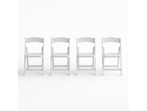 Chaises de salle à manger pliantes lot de 4 pour intérieur et extérieur, en résine et polyuréthane blancs