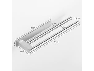 Porte-serviettes auto-adhésif en acier inoxydable, sans perçage, argent mat, porte-serviettes à deux bras, mural pour salle de bain
