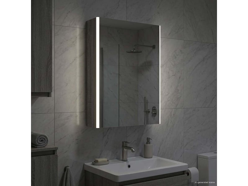 Armoire miroir de salle de bain, cabinet de salle de bain gris sonoma 53,5 x 15,5 x 70 cm cf65169 - Conforama D
