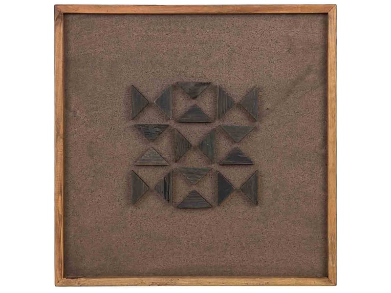  Tableau artisanal en bois recyclé relief marron et noir 62x4x62 cm h  - Conforama B