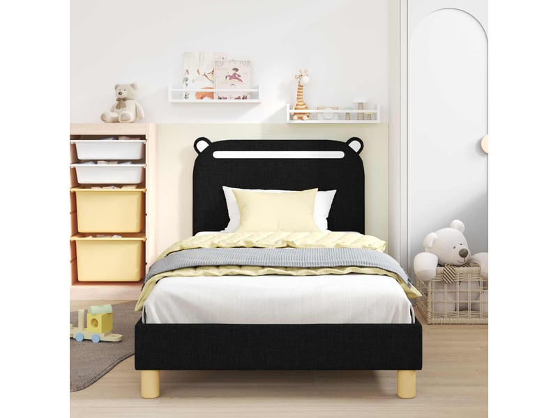  Cadre de lit pour enfants - lit jeune avec tête de lit noir 90 x 190 cm  - Conforama C