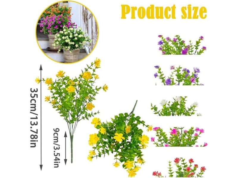 12 bouquets fleurs artificielles exterieur, fleurs exterieur verdure, plantes en plastique uv résistant, paquets fleurs artificielles extérieur pour décoration de la maison - Conforama B