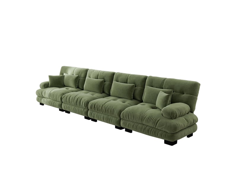  Canapé modulable 4 places en tissu chenille vert W3325S00229 - Conforama B