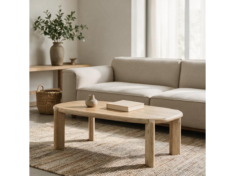  Table basse en bois de manguier massif teinte claire 120cm suri  - Conforama B