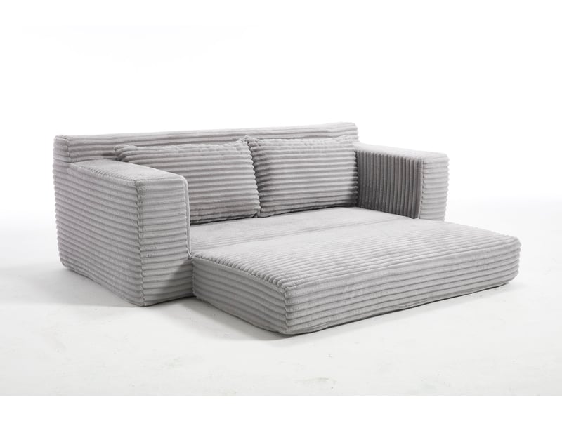  Canapé convertible 2 places 132x85x62 cm gris clair en tissu côtelé, couchage d'appoint pour petits espaces  - Conforama D