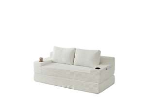 Canapé-lit 2 en 1 180 cm, canapé convertible avec porte-gobelets, poches de rangement, 2 coussins, tissu côtelé