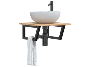 Étagère de vasque | étagère murale acier et bois massif d'acacia shl2289