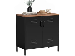 Buffet en métal, 80 x 40 x 80 cm, meuble de rangement industriel avec 2 portes et étagère réglable pour salon ou bureau, noir