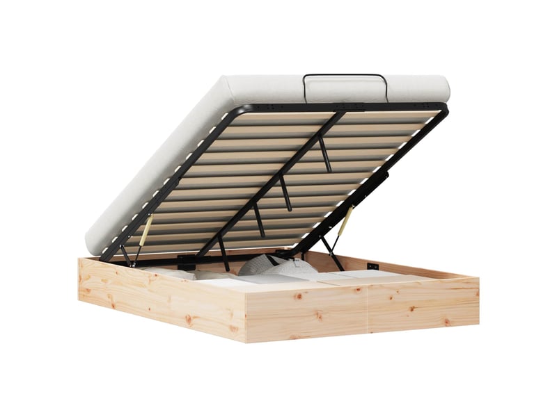  Cadre de lit ottoman avec rangement naturel 120 x 190 cm  - Conforama A
