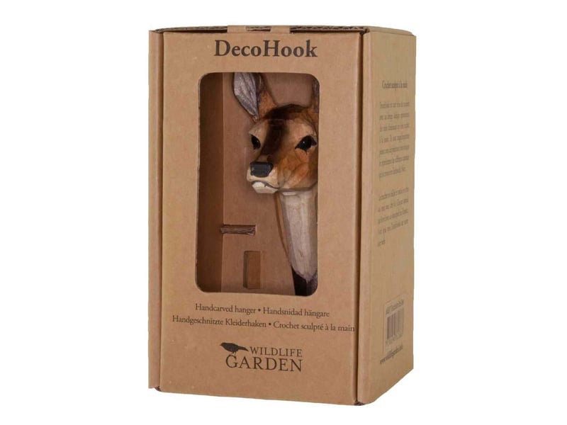  Patère animal en bois sculpté à la main et métal chevreuil  - Conforama D