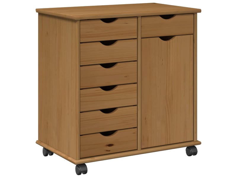  Caisson roulant de bureau 63,5 x 39 x 65,5 cm bois de pin massif shl5132  - Conforama A