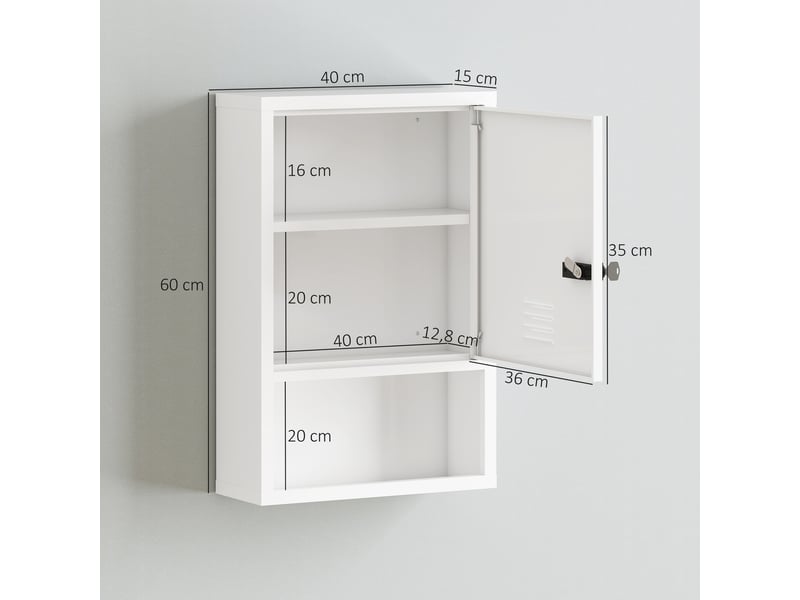  Armoire à pharmacie murale avec serrure à combinaison et clé, 3 niveaux, verrouillable, blanche  - Conforama E