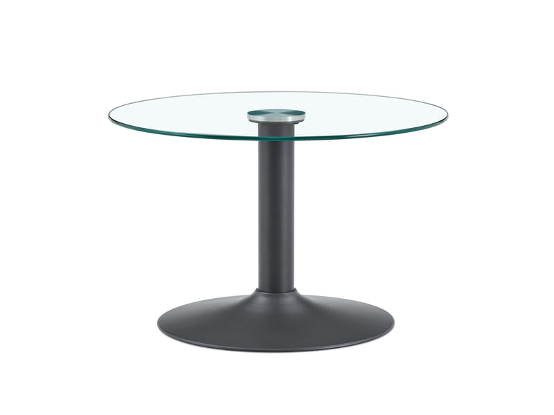  Table basse ronde ø70 cm, hauteur 45 cm en verre et métal noir  - Conforama A