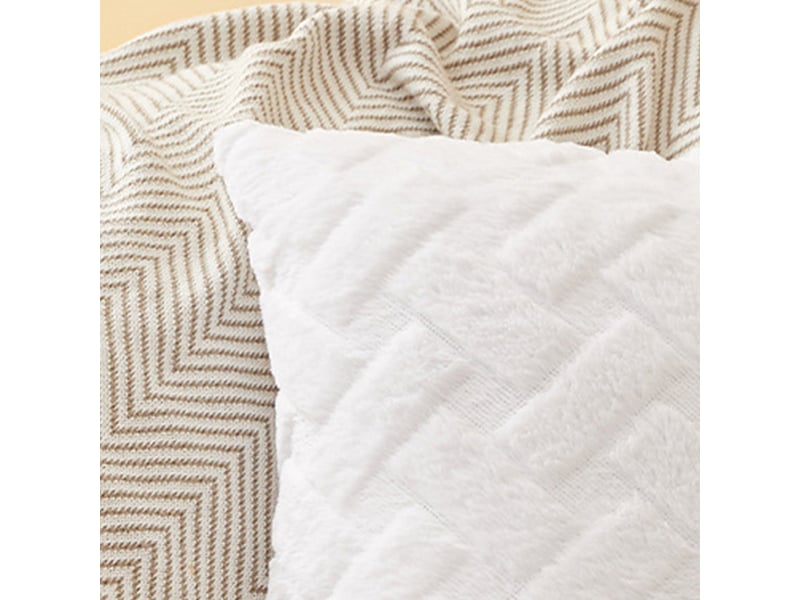  Coussin carré en tissu à motifs blanc 43x43 cm  - Conforama E