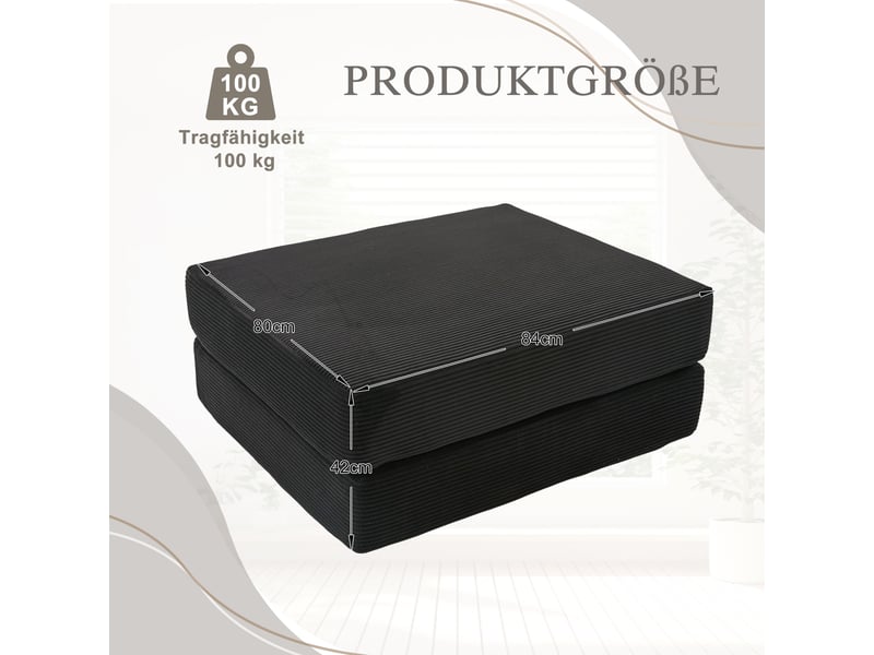  Tabouret de compression en velours côtelé doux et doux pour la peau. Avec 2 blocs de mousse haute densité pour un grand confort. Peut être déplié en HFSN-1281BK - Conforama C
