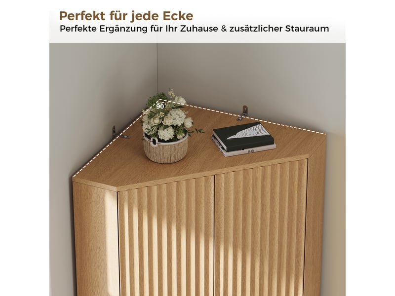 Buffet de cuisine 4 portes 60x60x172 cm - meuble d'angle avec étagères réglables et anti-basculement - naturel - Conforama W