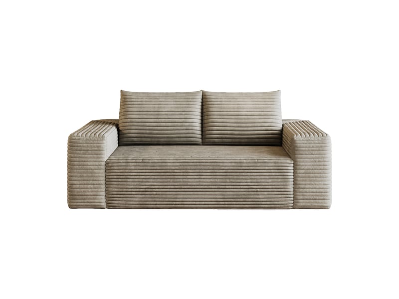 Canapé compressé 2 places 180x90x83 cm - velours côtelé - éponge à haute élasticité - 2 coussins - camel - salonchambre  - Conforama A