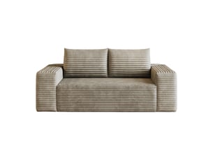 Canapé compressé 2 places 180x90x83 cm - velours côtelé - éponge à haute élasticité - 2 coussins - camel - salonchambre