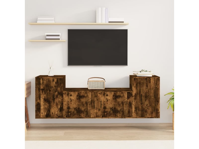  Ensemble de meubles tv 3 pcs chêne fumé bois d'ingénierie shl53185  - Conforama B