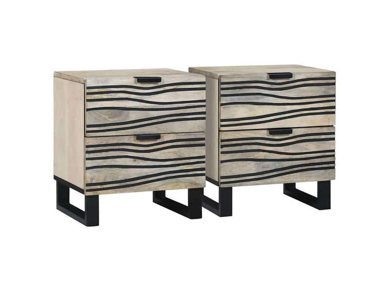  Lot de 2 table de chevet, table de nuit blanc 40 x 33 x 46 cm bois d'ingénierie shl9781  - Conforama B