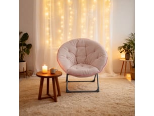 Fauteuil lune pliable en peau de mouton rose, chaise portable douce et confortable, design compact